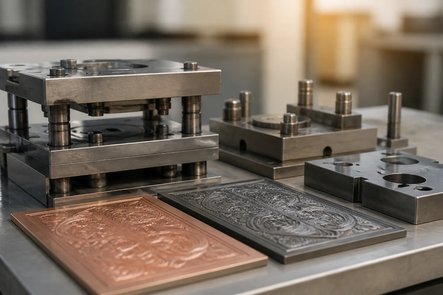 a Preparation of plates and dies for relief stamping or printing