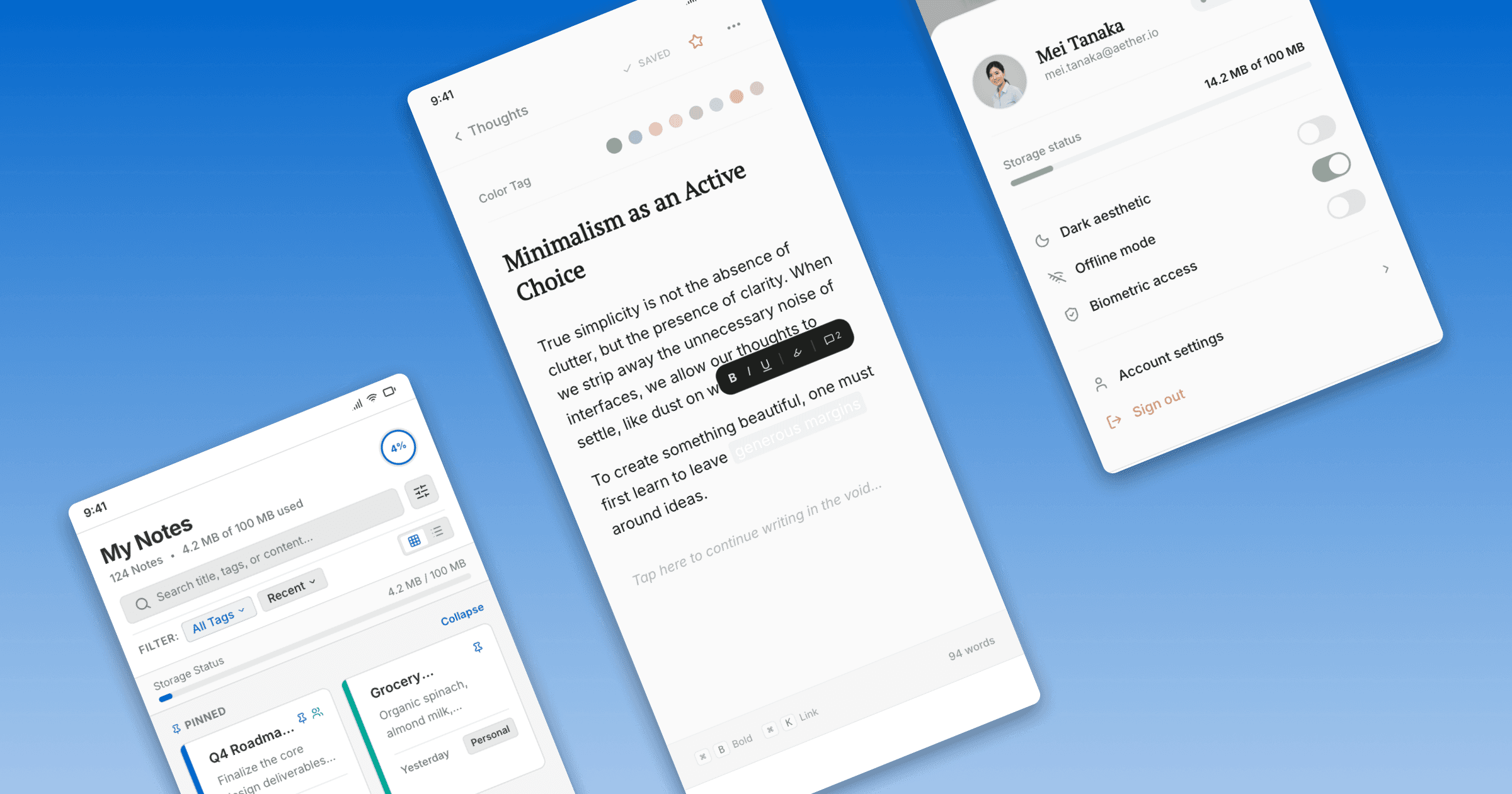 Free Notes App UI Design Template to edit with AI by Banani