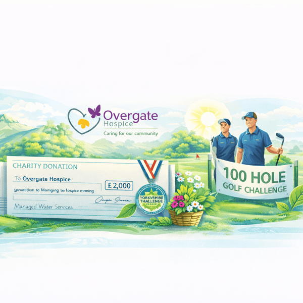 graphic of two golfers with charity cheque