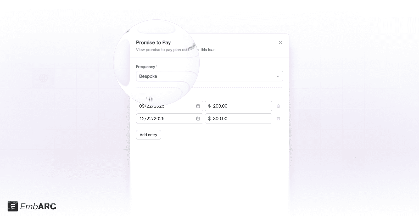 LendAPI embARC LMS - Promise to Pay