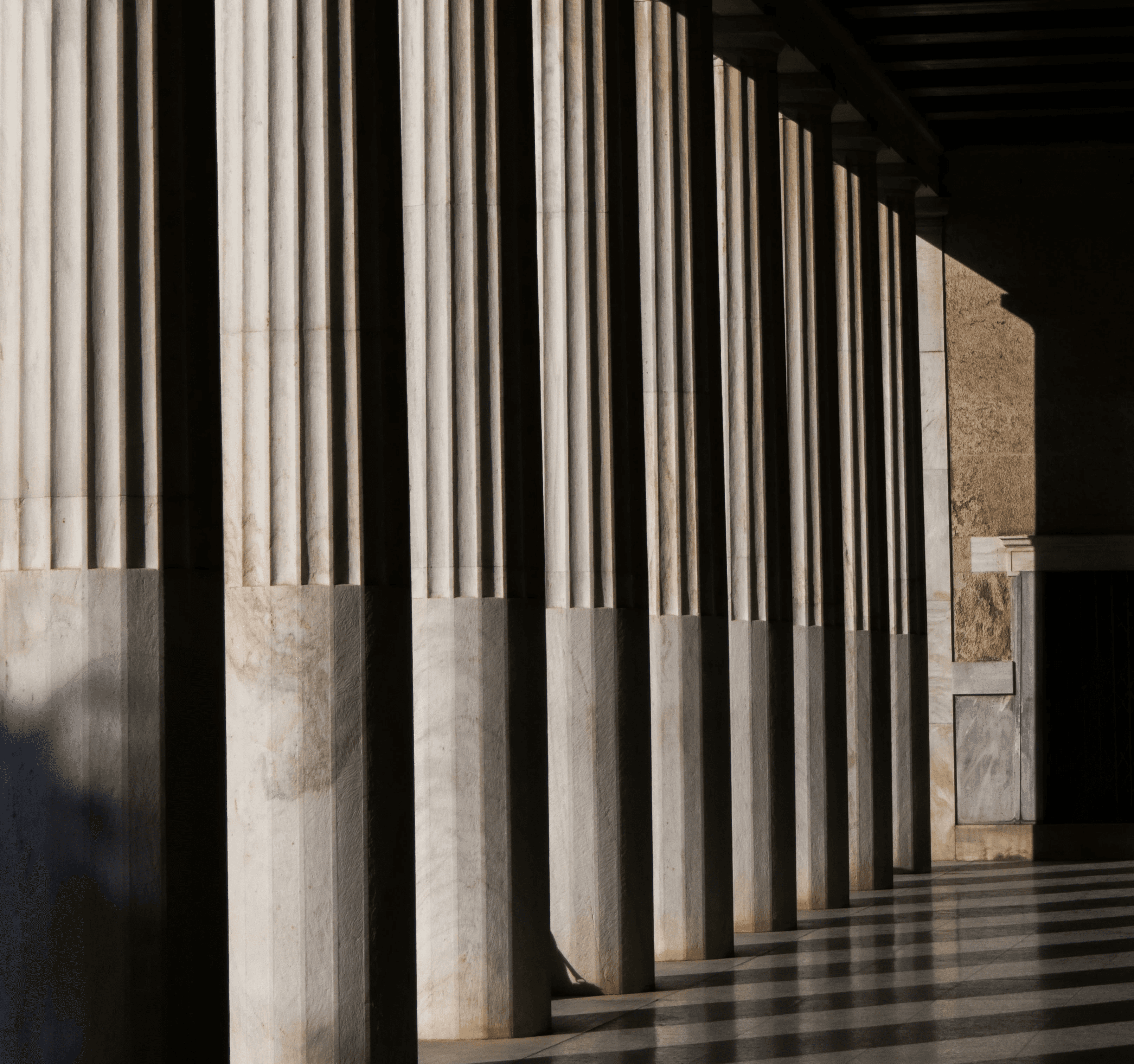 white concrete pillars