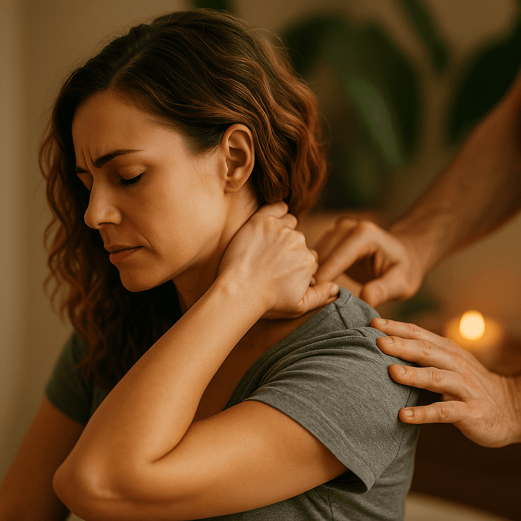 A person with curly hair sits at a desk, working on a laptop in a cozy, well-lit environment.