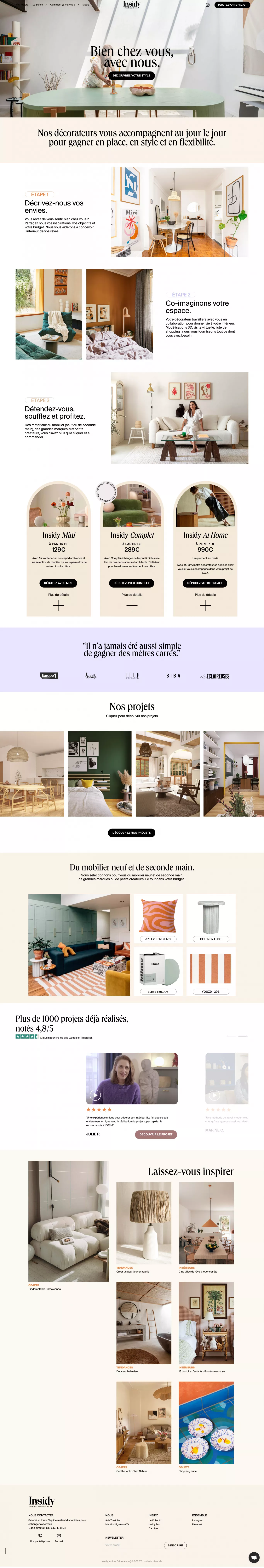 Studio de décoration et d'architecture d landing page screenshot showcasing Design and Local Business design