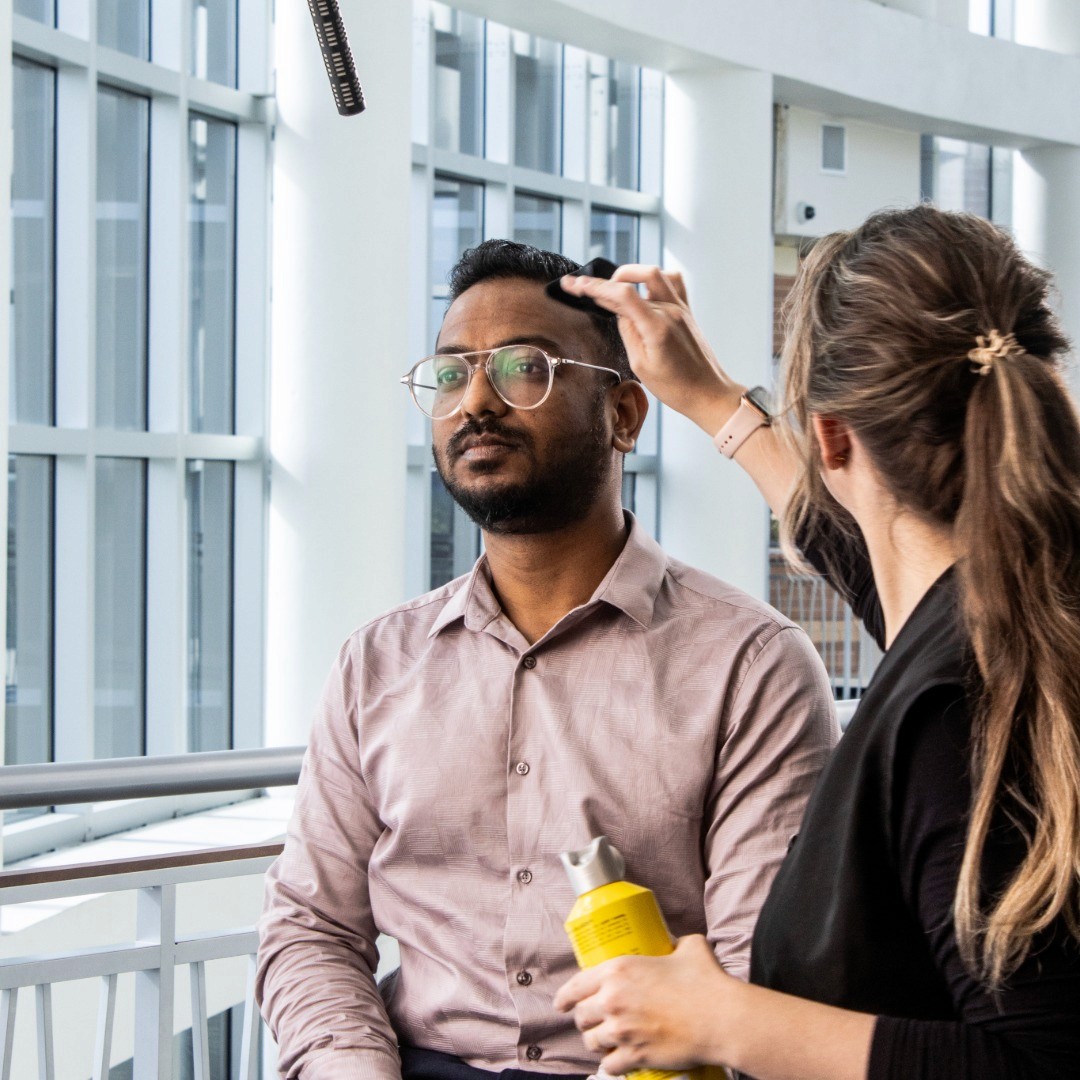 Film crew setup on scene.