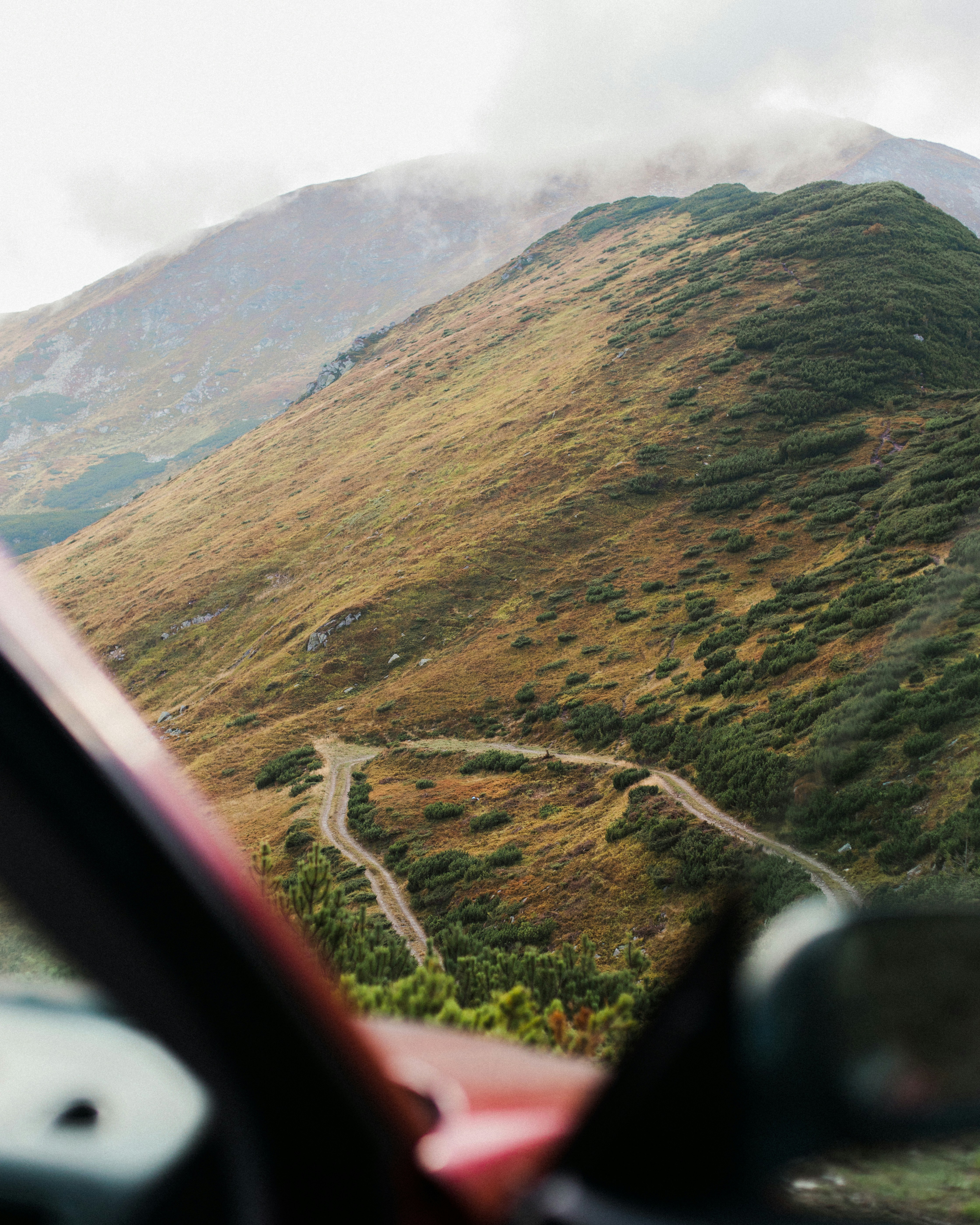 Mountains with car in foreground