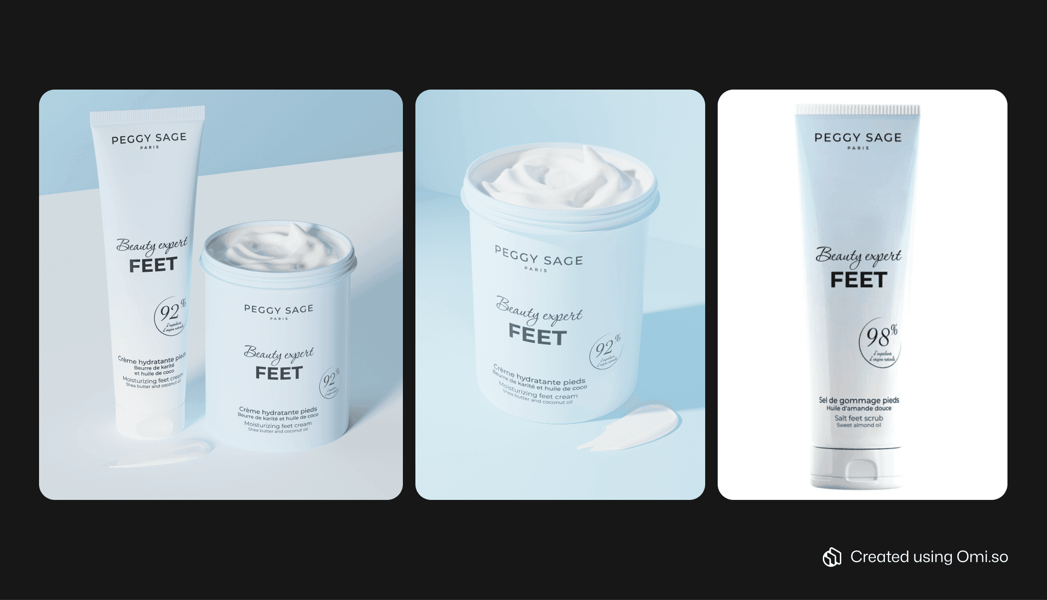 Digital Twin-made PDP visuals of Peggy Sage foot cream