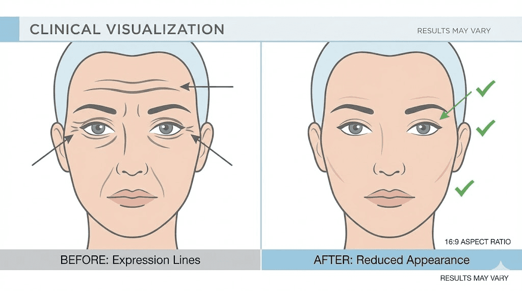 Expression line reduction results with peptide serum treatment