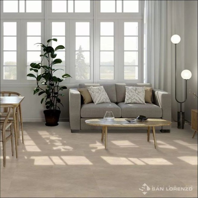 Cerámica Duetto Arena 33×33 San Lorenzo colocada en un living