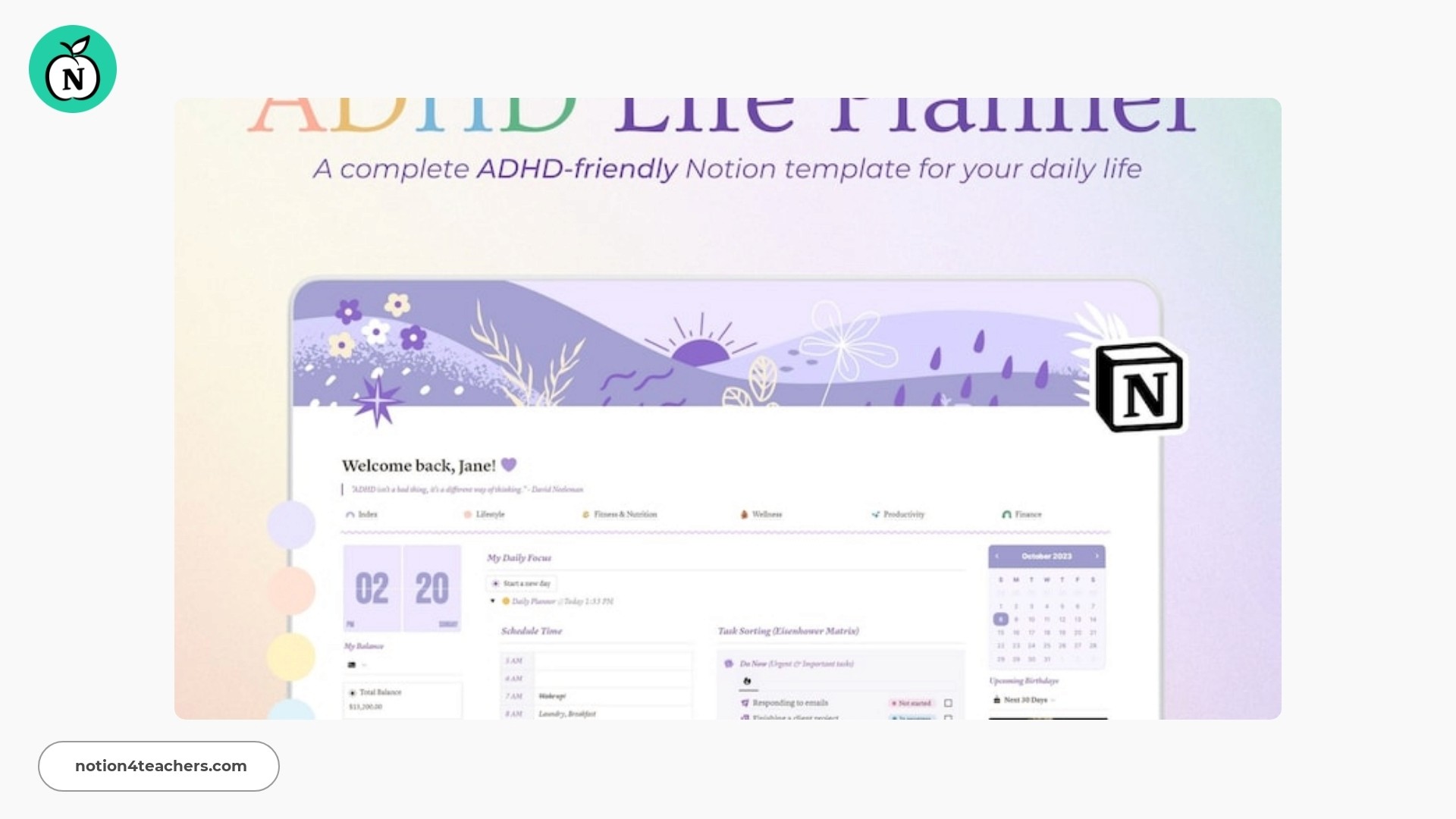 ADHD Notion Life Planner ADHD Notion Template