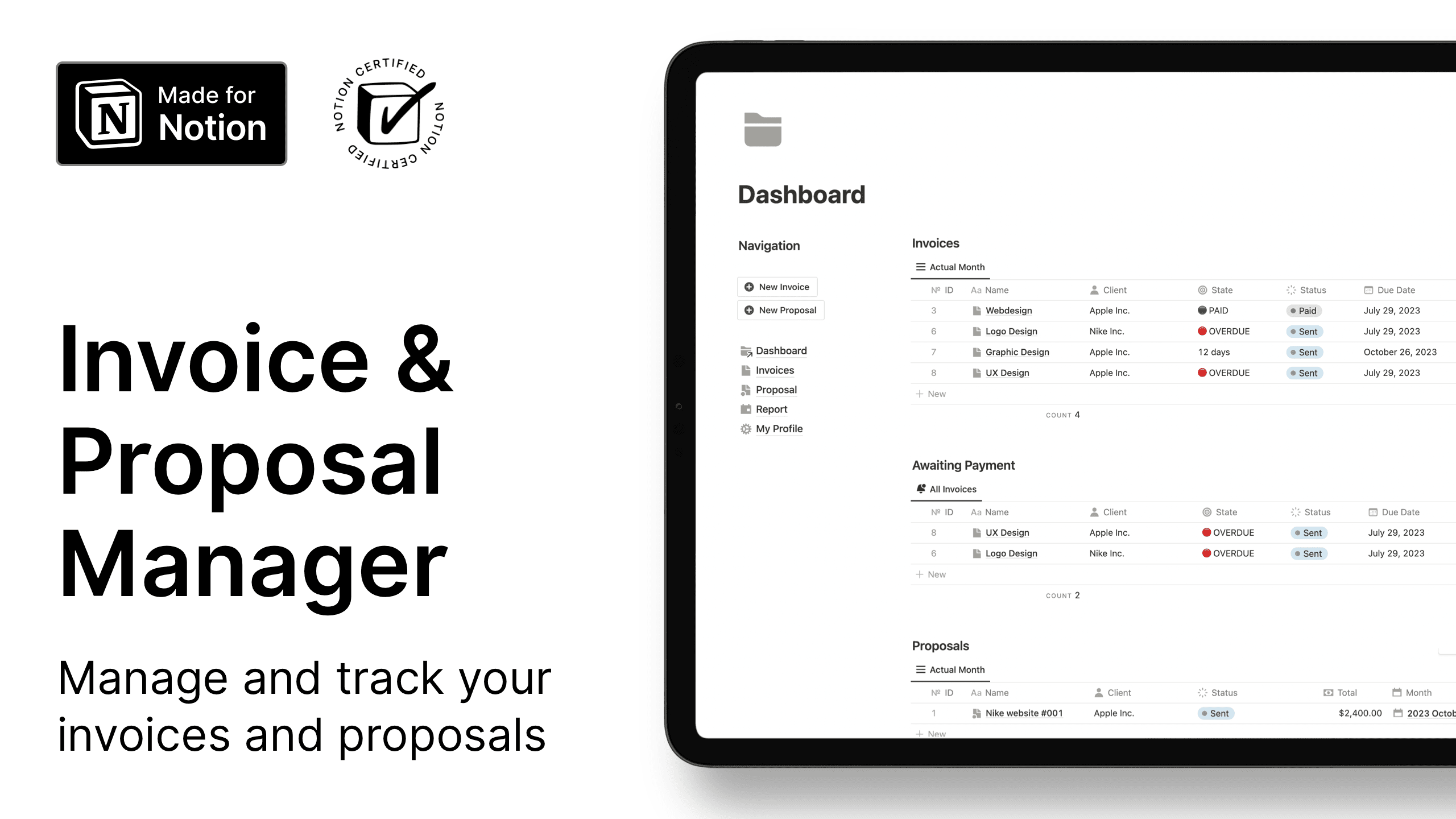 Notion Invoice and Proposal Manager for Free