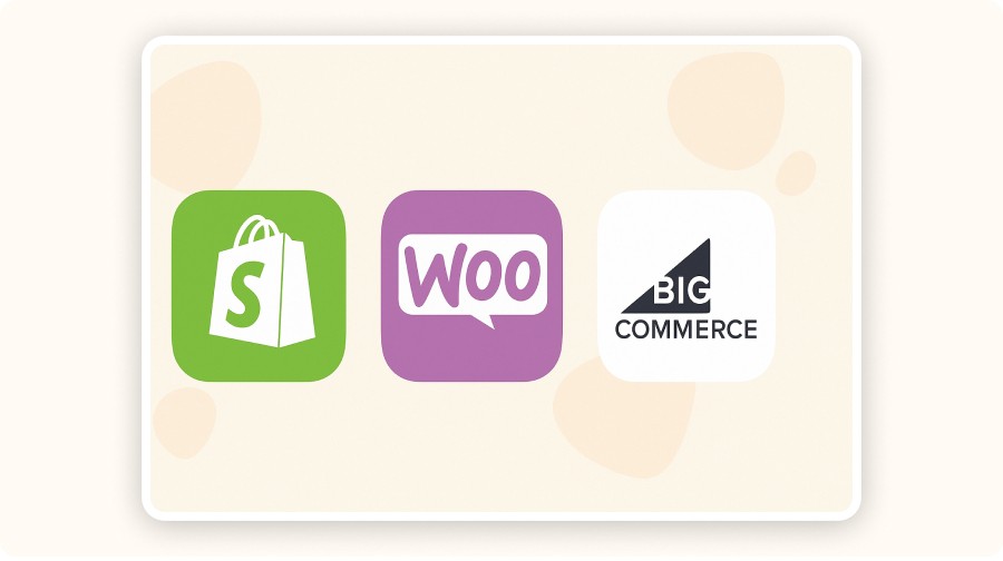 logos of three ecommerce platforms
