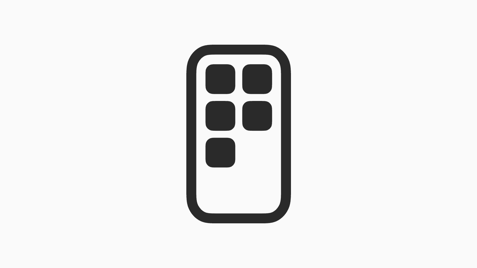 A minimal icon depicting a phone with apps in a grid layout