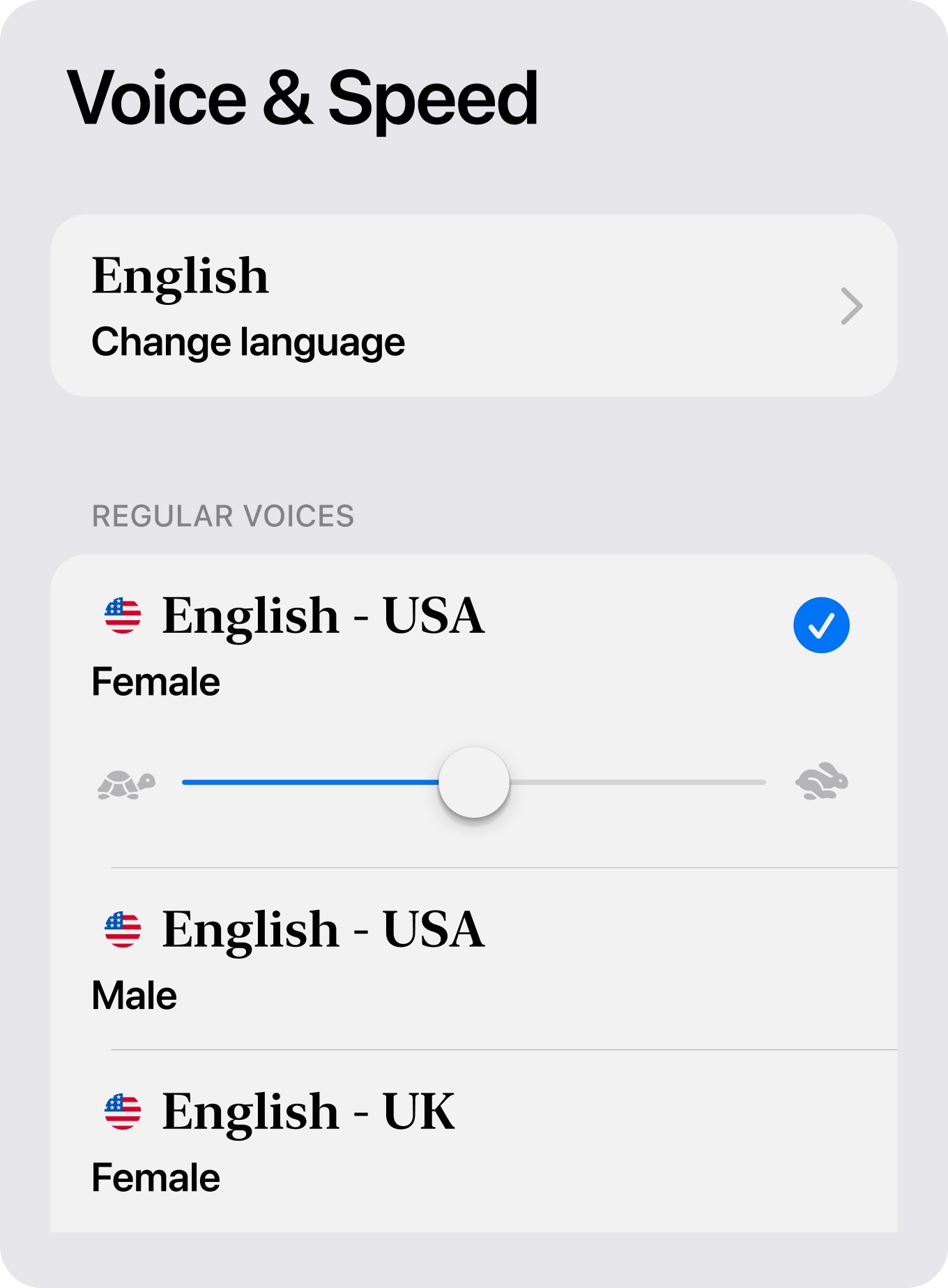 Personalized voice and speed control