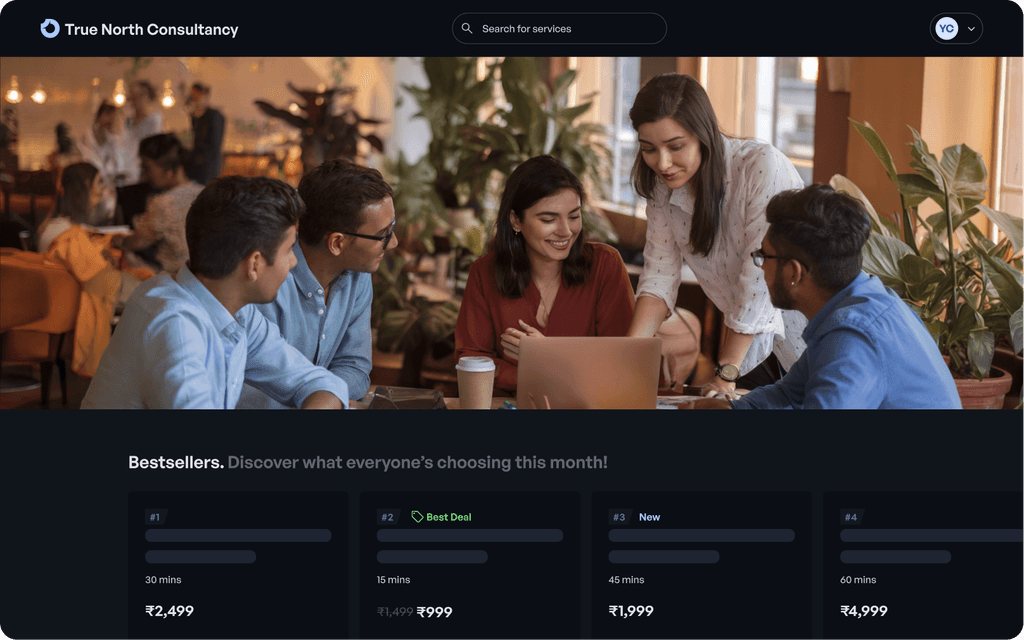 Desktop view of a financial advisory storefront built with Quicko Pro