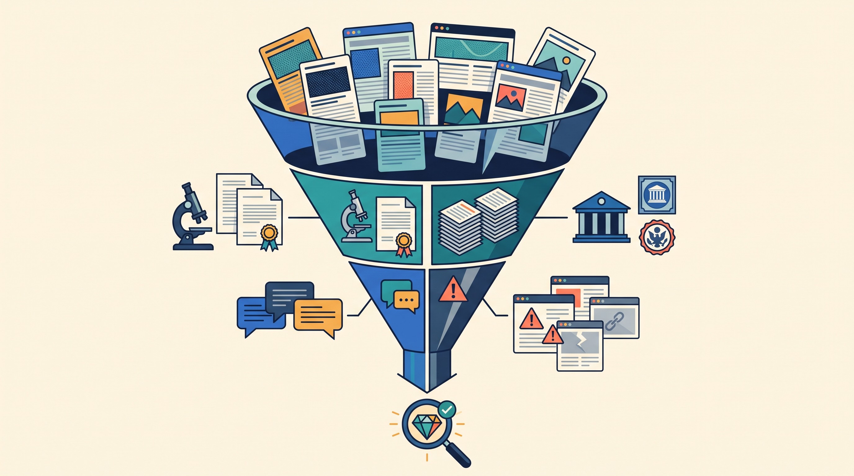 Research source evaluation funnel