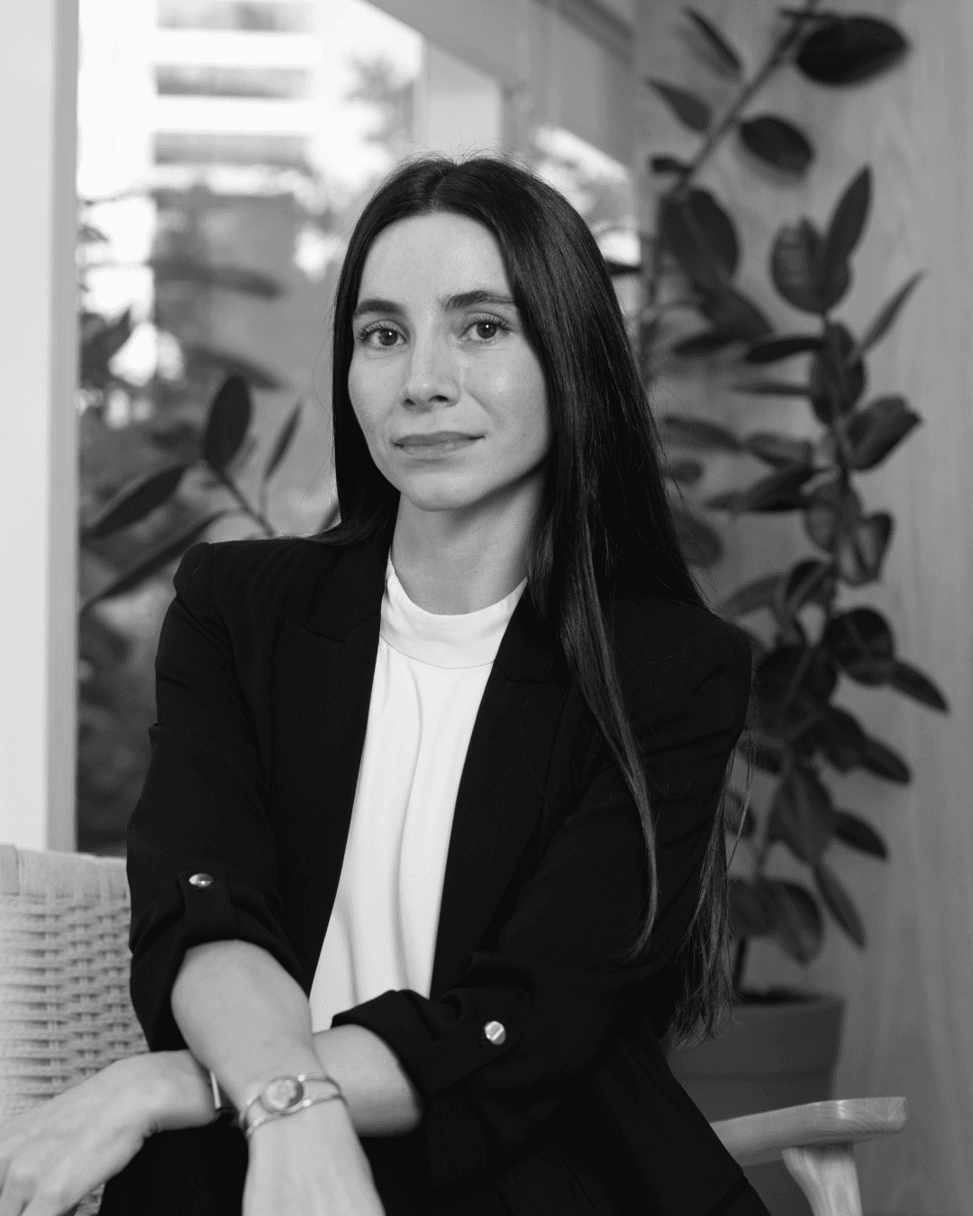 Young woman smiling at someone