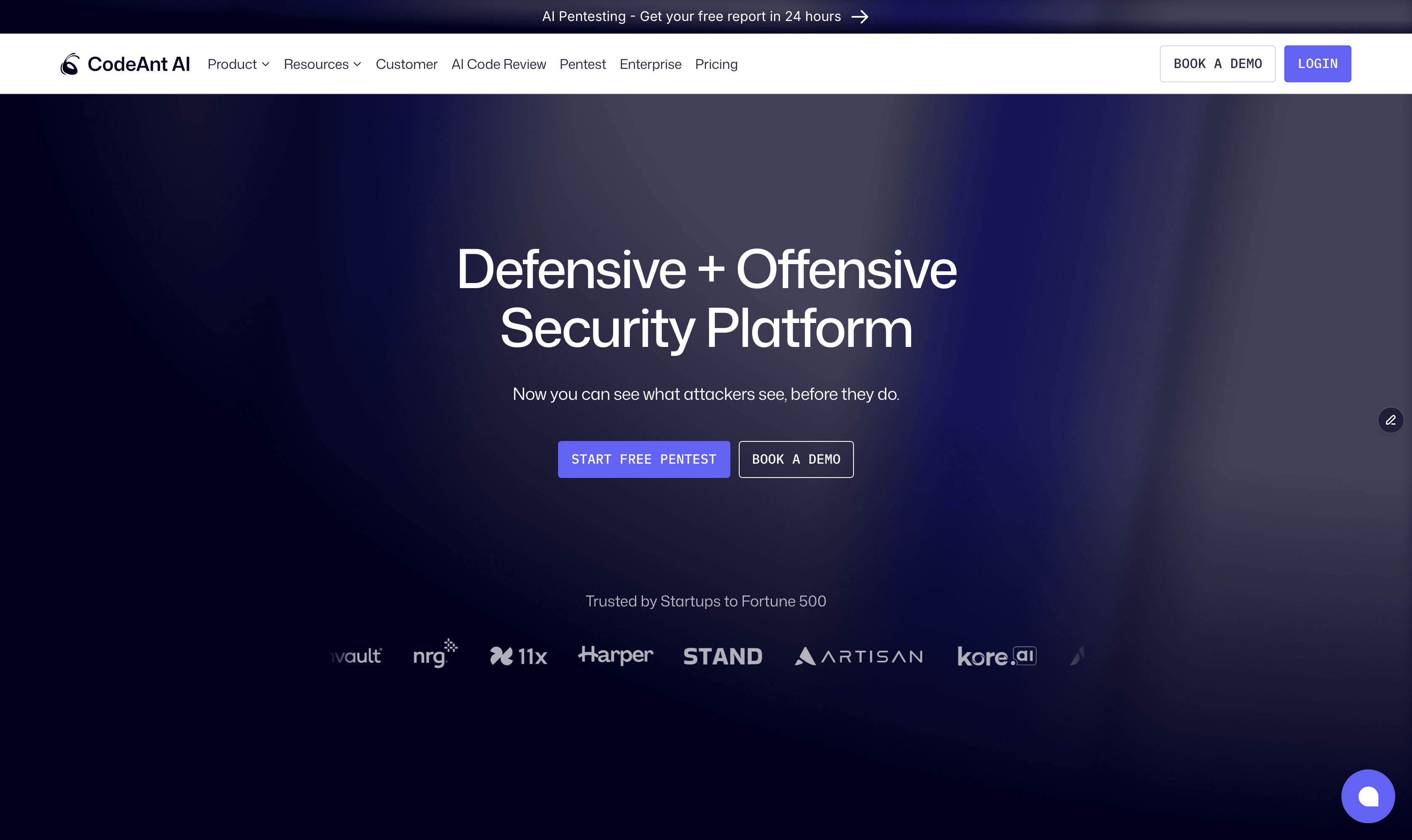 The CodeAnt AI homepage.