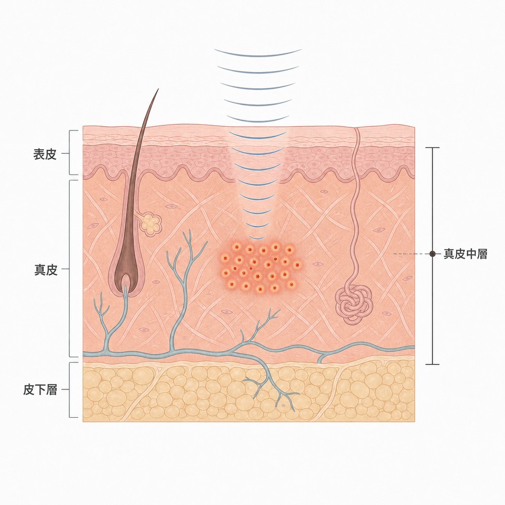 ソフウェーブが肌のどの深さに作用するのかから見ていきましょう