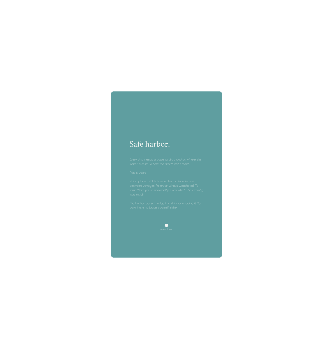 Safe Harbor - Haven & Hold
