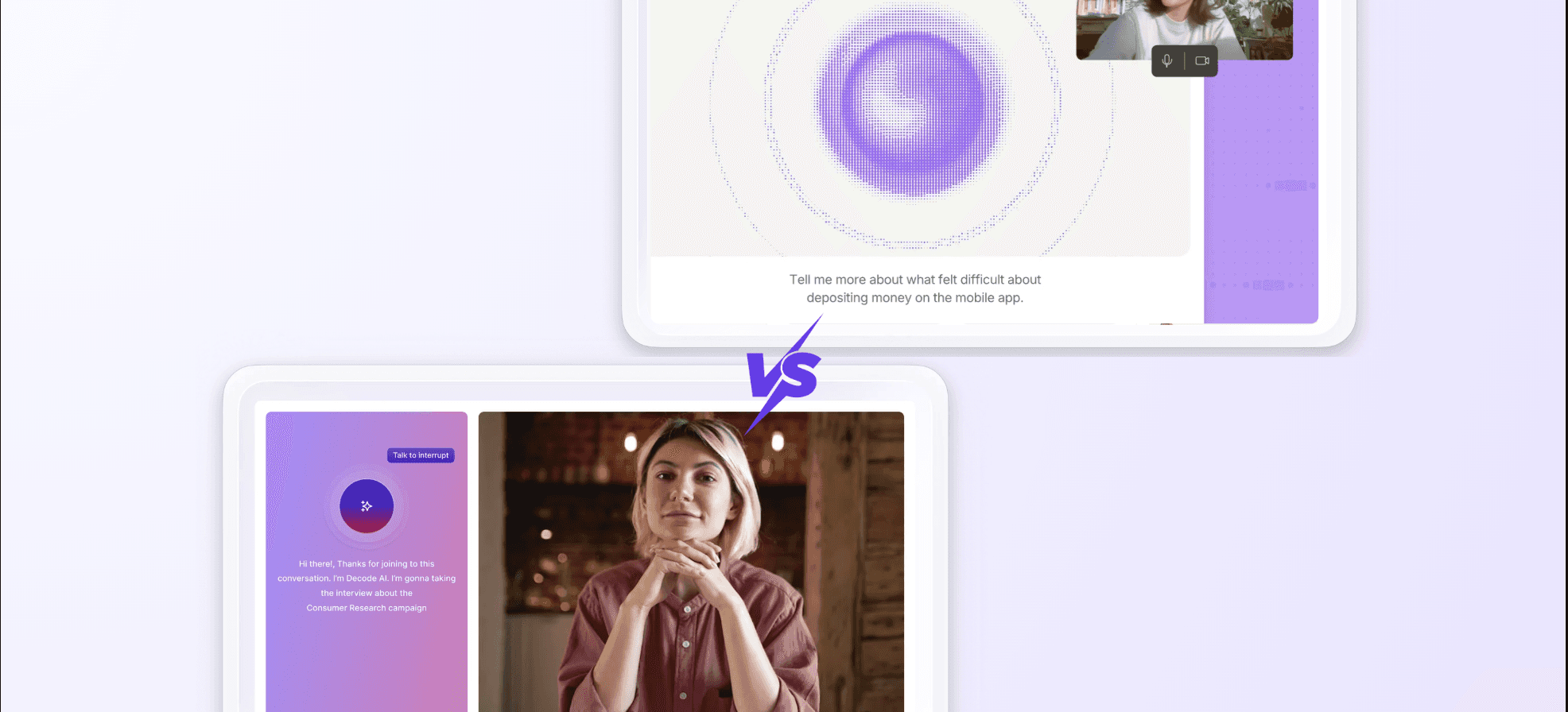 decode vs maze ai moderated interviews dashboard