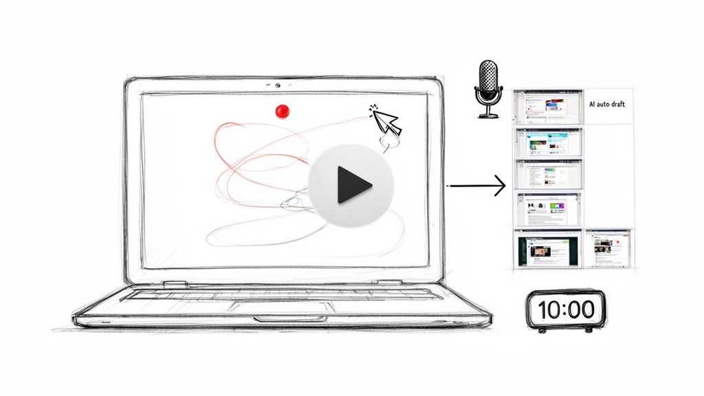 A person editing a document on a computer screen, representing the refinement process of a guide.