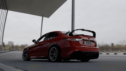 Sporty red car with rear spoiler