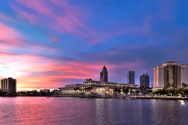 Tampa skyline showing downtown office buildings and development