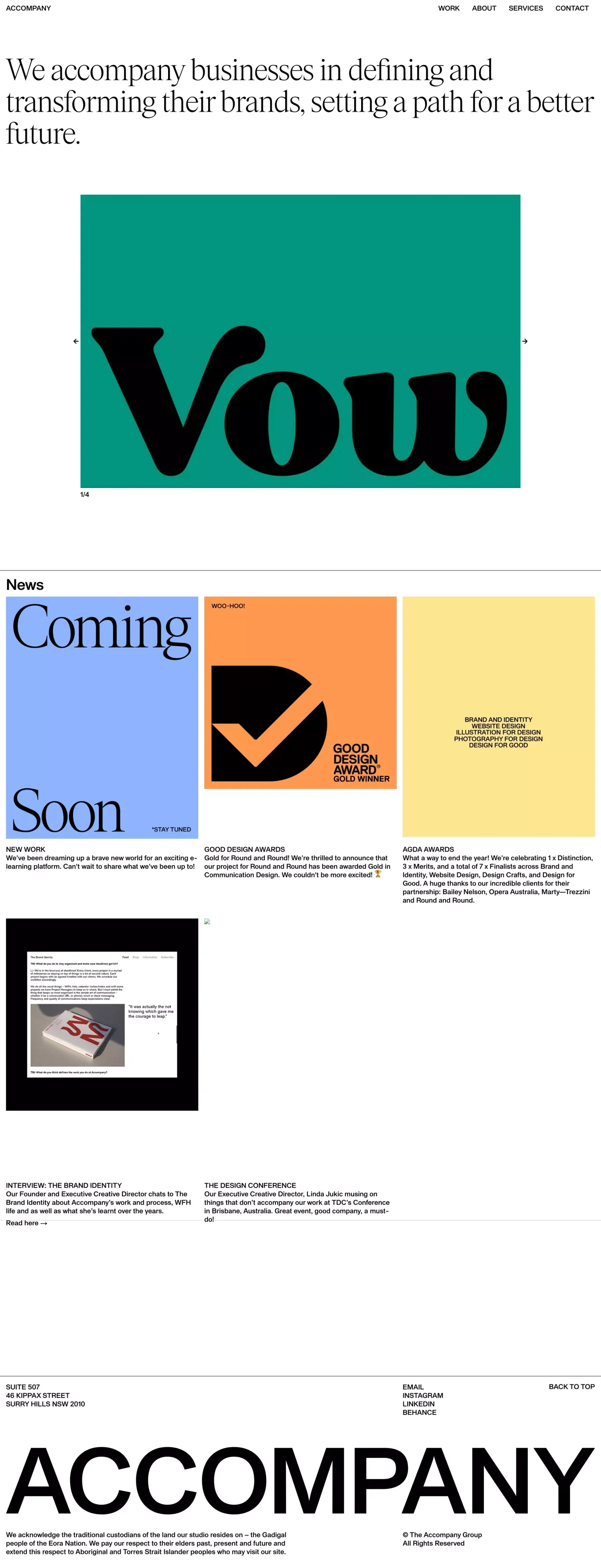 ACCOMPANY portfolio page screenshot showcasing Design design