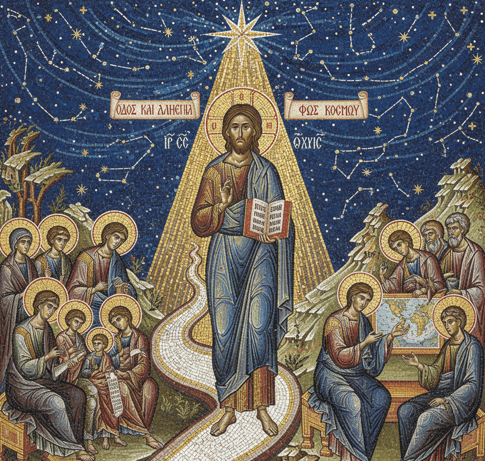 Illustration of a hand holding a smartphone with social icons, representing sharing the message of Jesus through digital content.