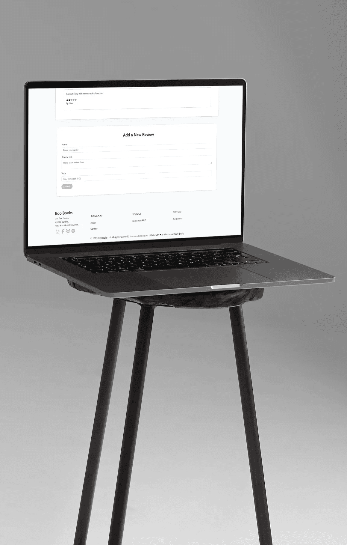 A screenshot from the Stuff page of the website