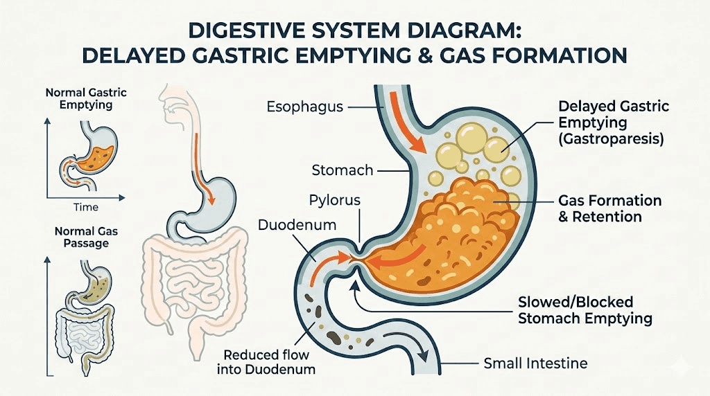 How GLP-1 medications cause sulfur burps through delayed gastric emptying