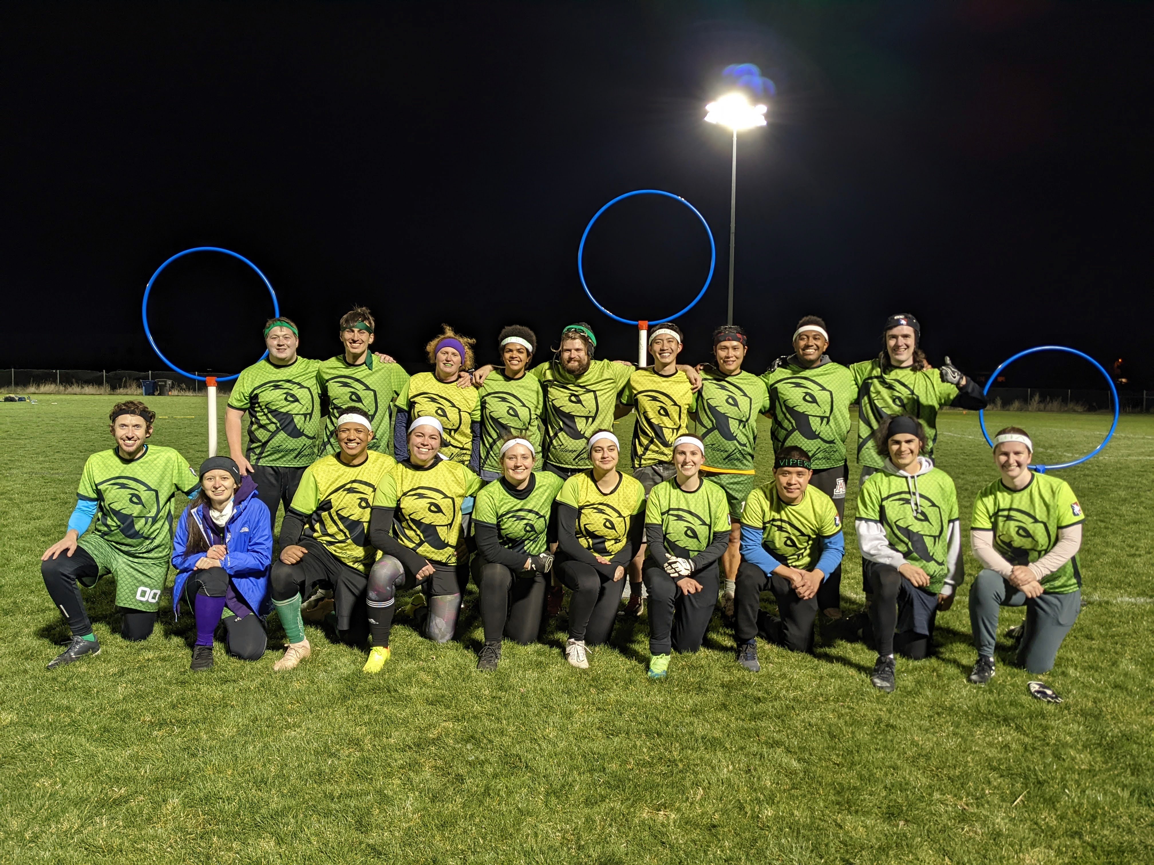 Group photo at night of the Silicon Valley Vipers once reaching elite status 