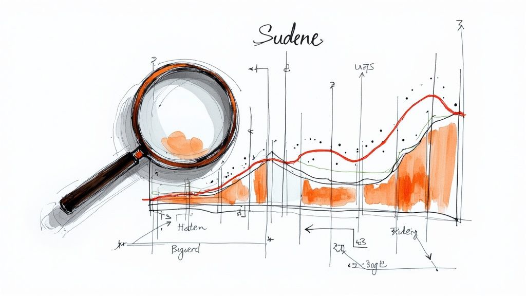 A visual representation of AI analyzing social media data to reveal strategic growth opportunities and trends.