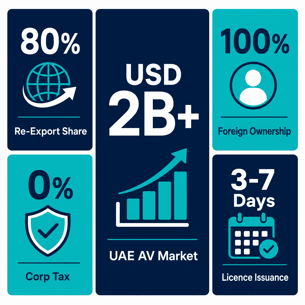 Infographic: Audio-Visual, Recording Equipment & Accessories Trading License in Dubai