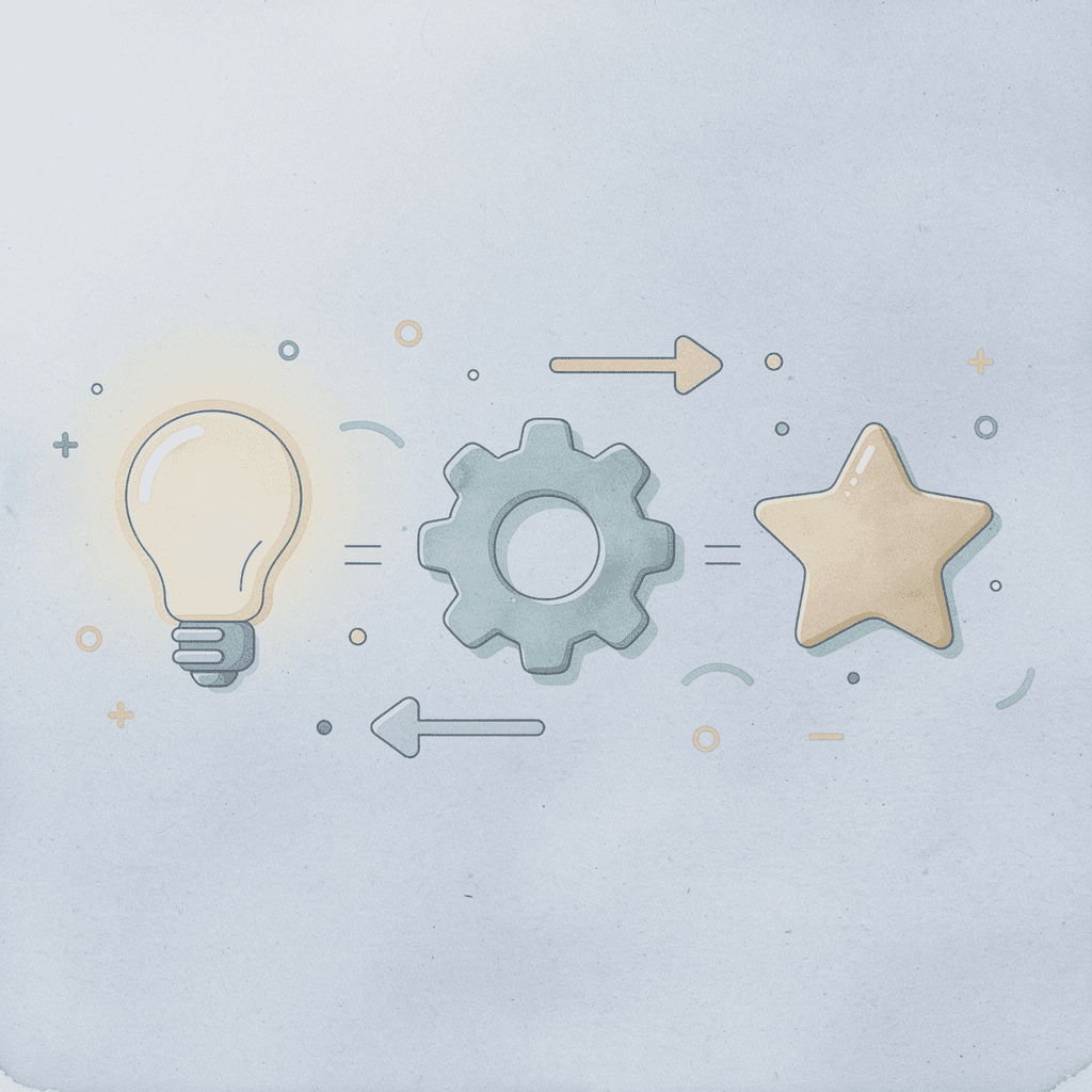 Three icons showing document organization transformation process