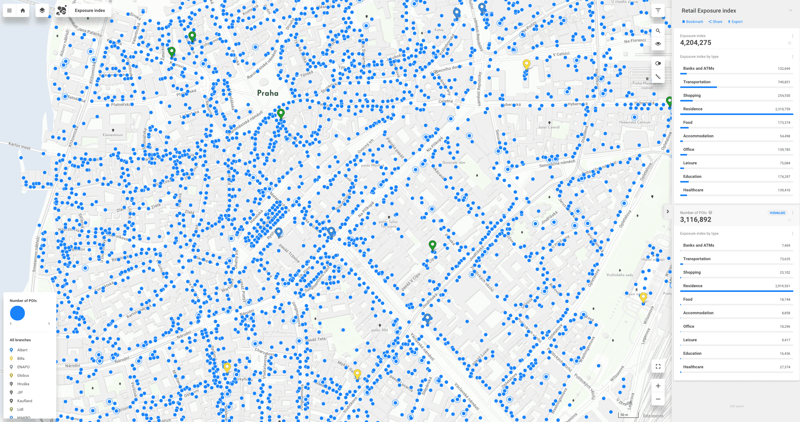 Visualization of raw POI data