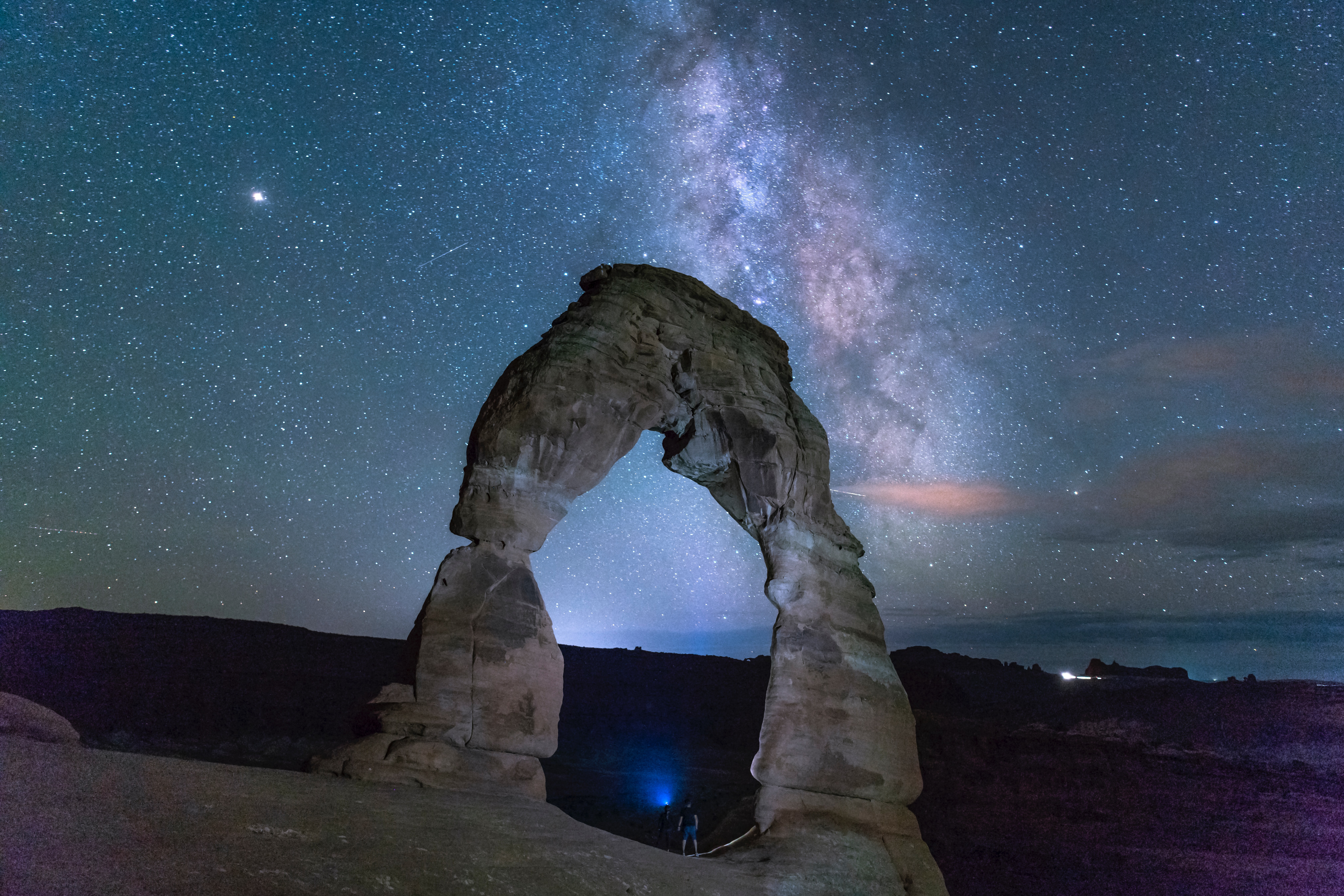 Arches National Park, Utah, USA against a starry sky with a view of the Milky Way Galaxy