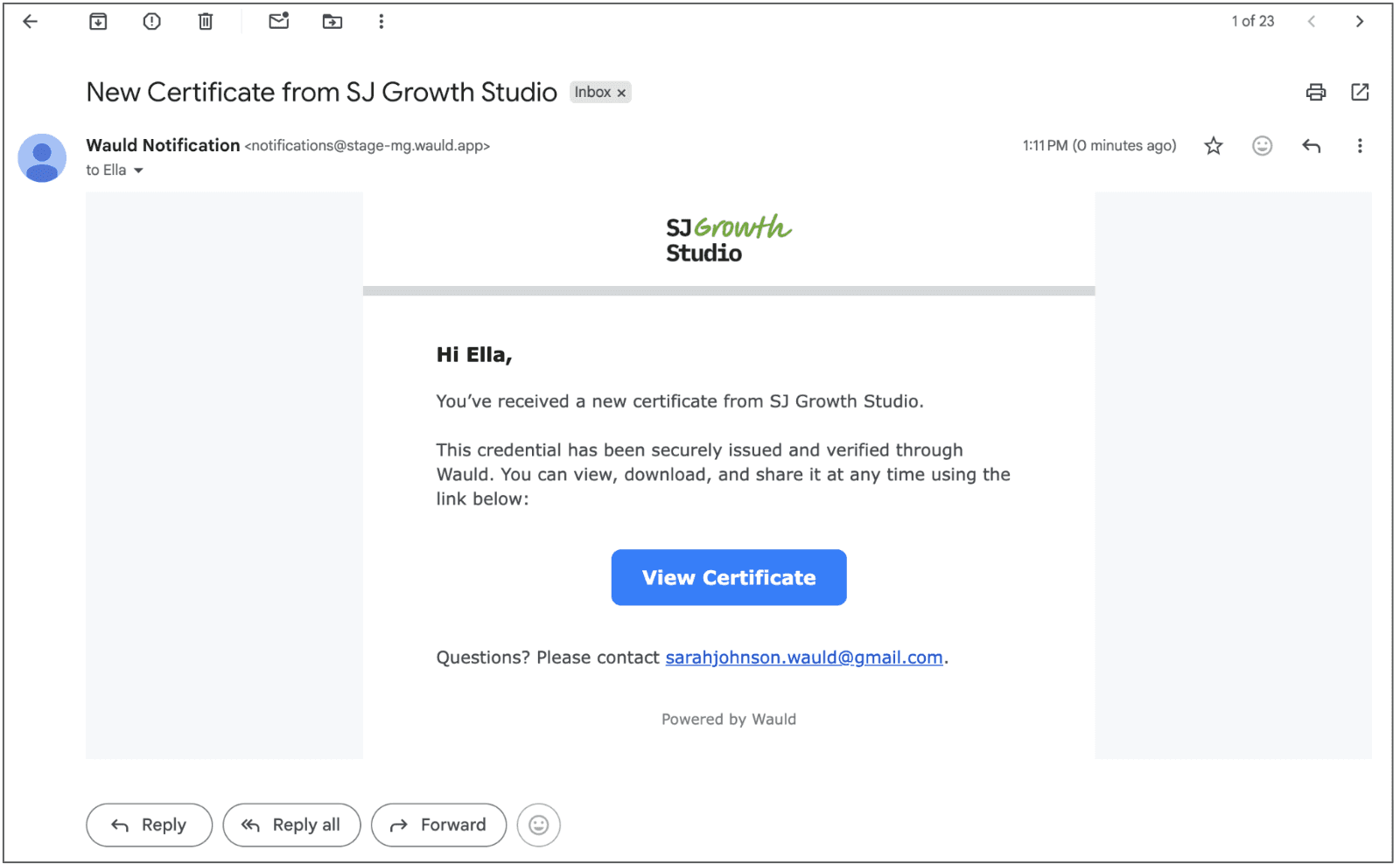 Mail received after certificate issuance