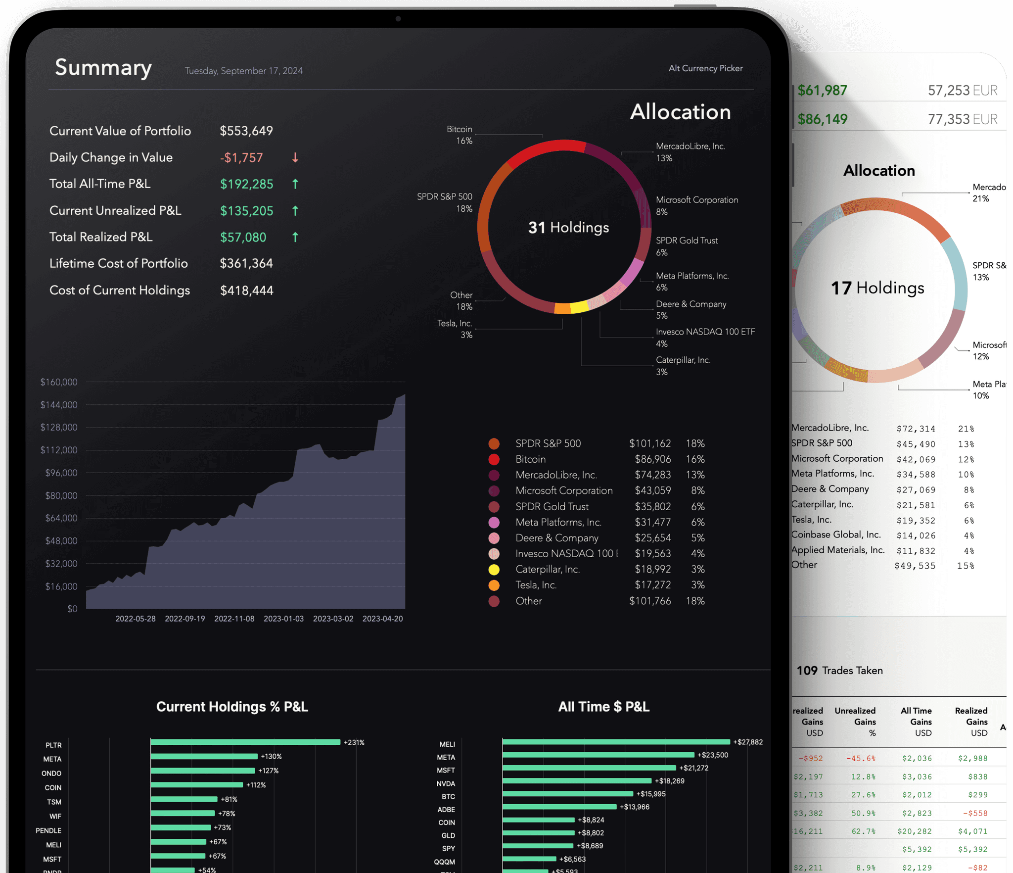 Stocks and Crypto Investment Tracker spreadsheet 