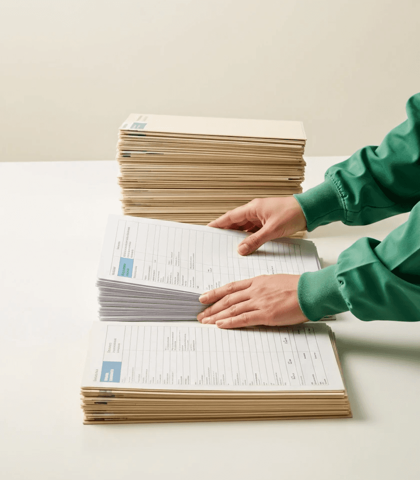 Hands handling immigration forms