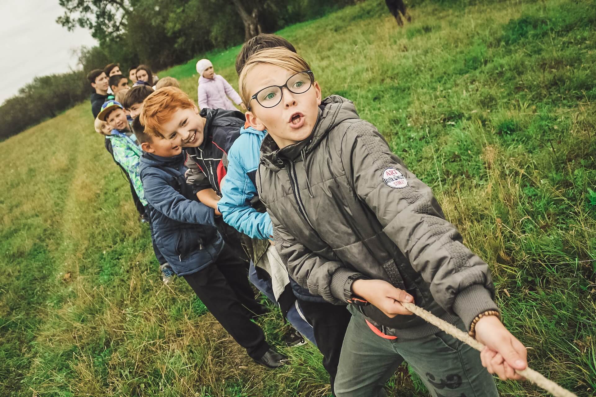 Kids playing outdoor all together