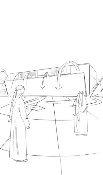 The giant box lid lifts away, unveiling a fully rendered Home Centre store entrance