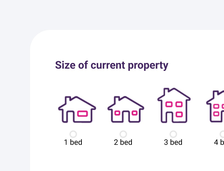Example of unselected states in a form where users can select their house size.