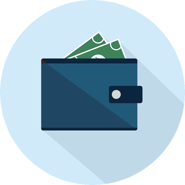 Illustration of wallet with dollar bills sticking out