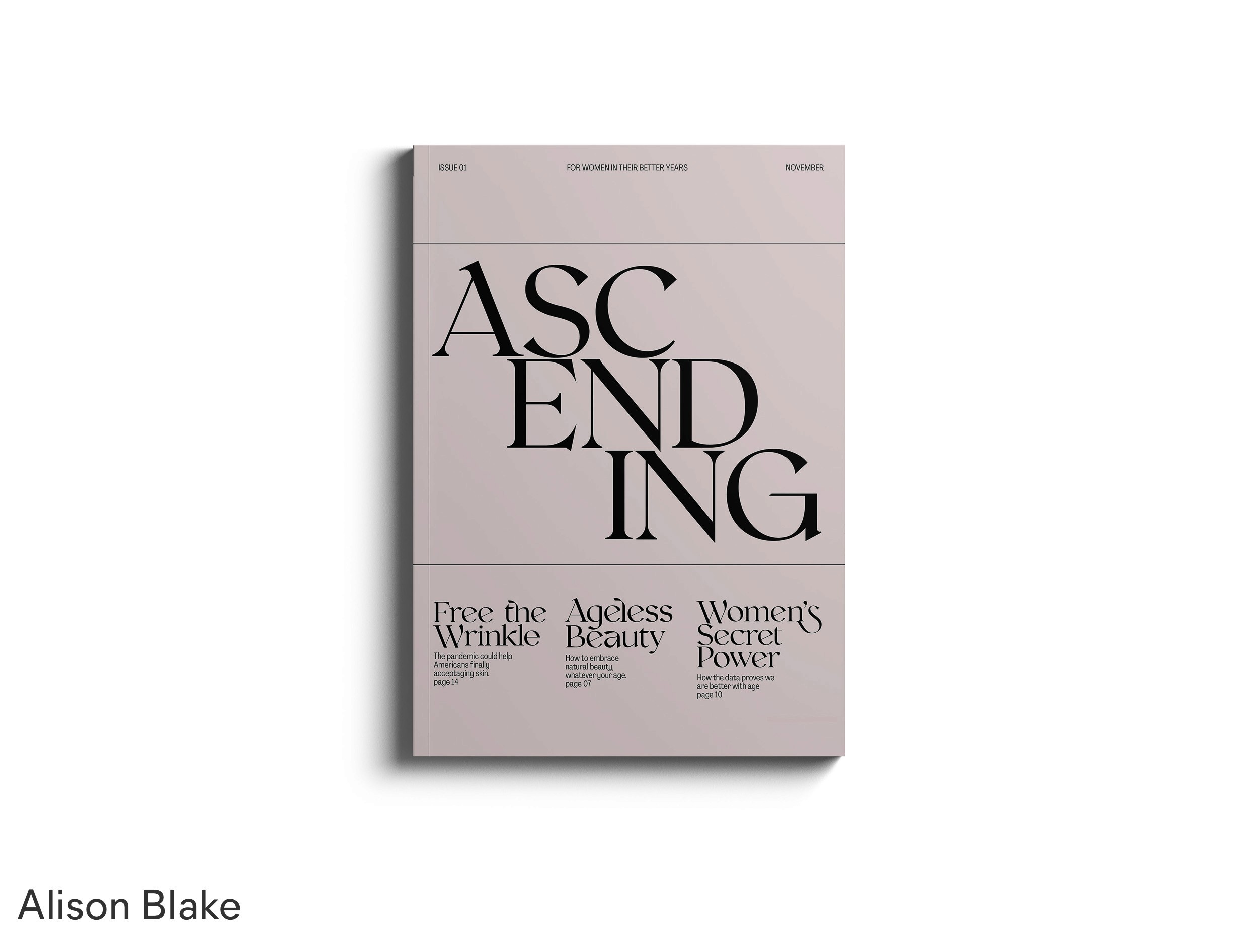 Magazine cover titled Ascending, by Alison Blake