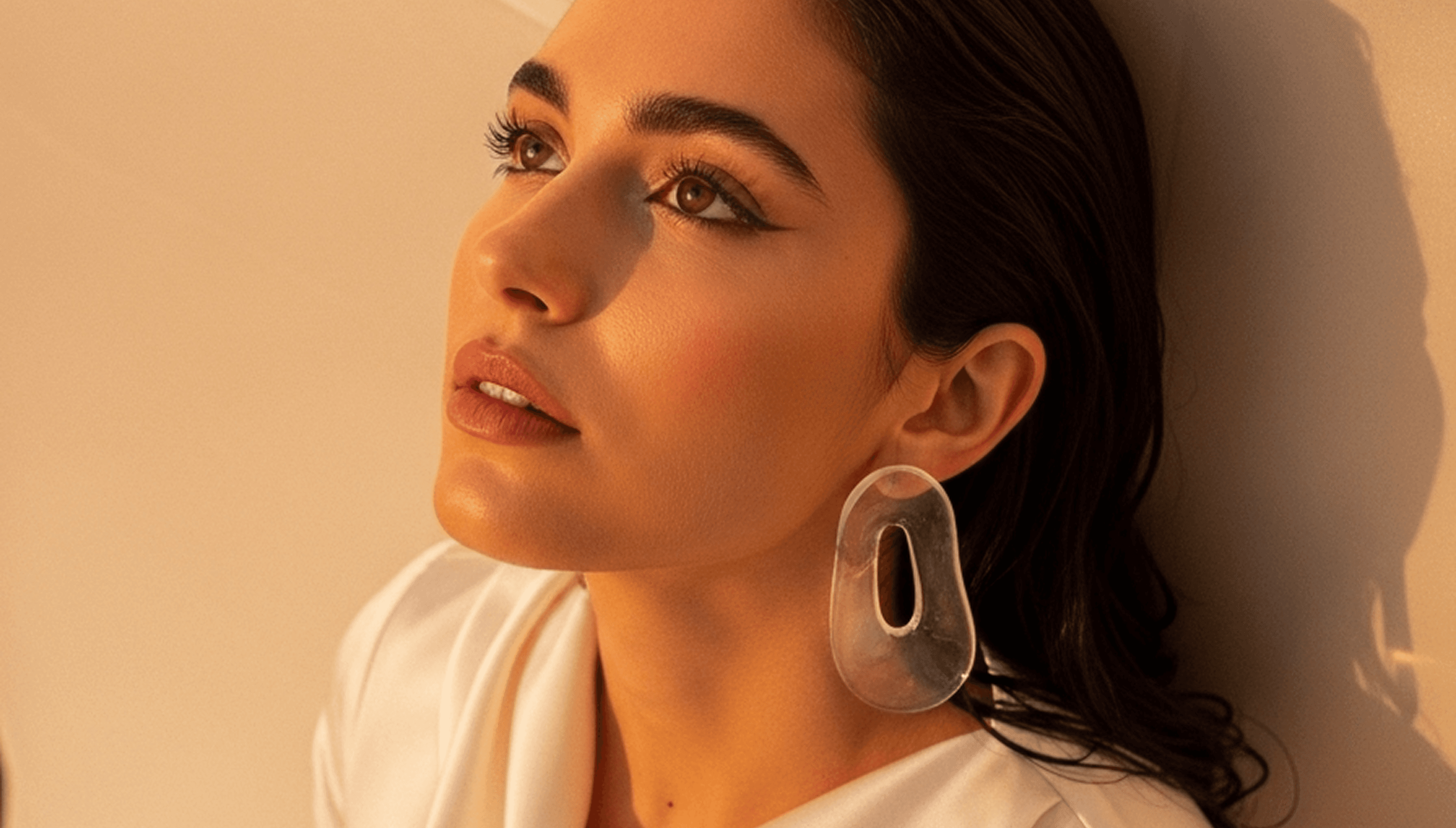 Woman with clear earring