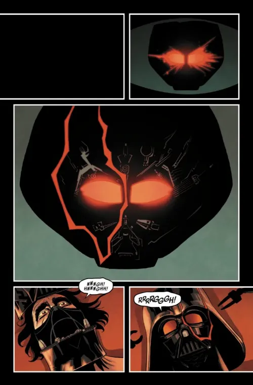 Preview page for Star Wars: Legacy of Vader #11 featuring Darth Vader's mask descending onto the face of Kylo Ren