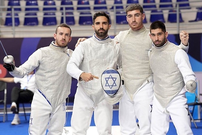 Israeli fencers at the 2025 Fencing World Championships in July. Photo courtesy of Team Bizzi/Israel Fencing Association.