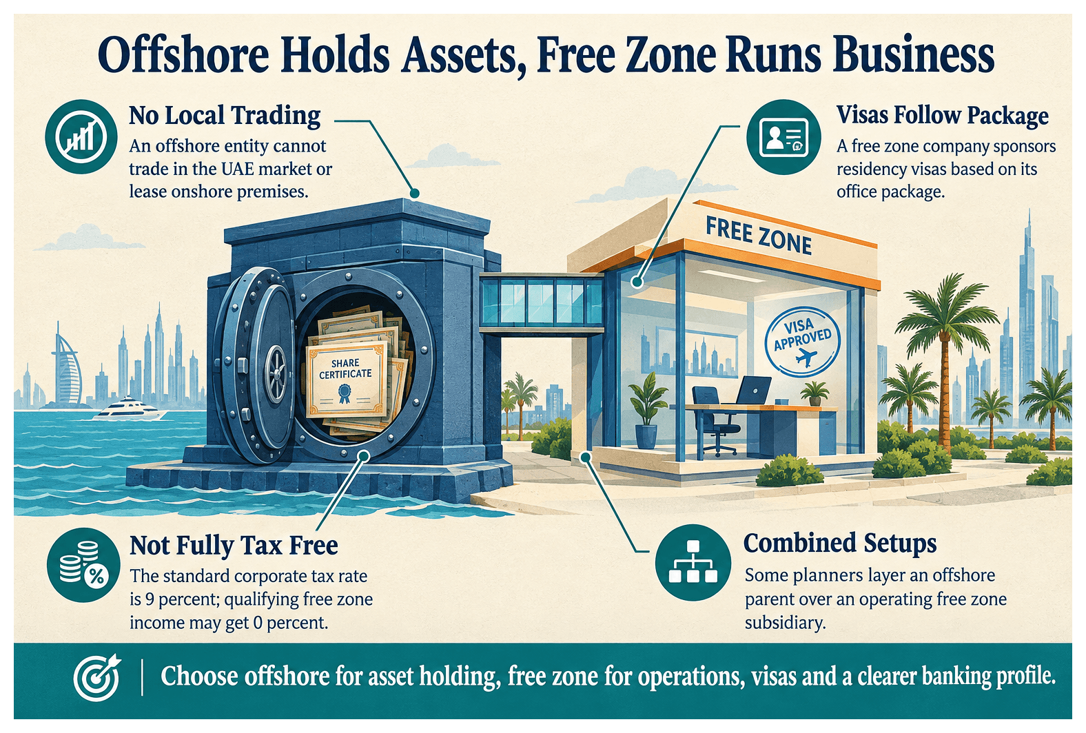 Infographic: Offshore vs Free Zone Company in the UAE: Key Differences