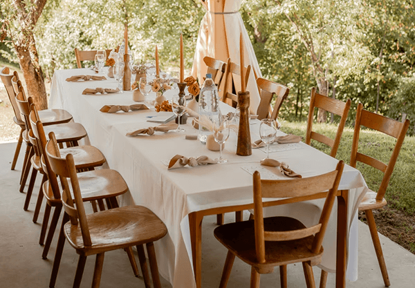 A dinner table at the beach